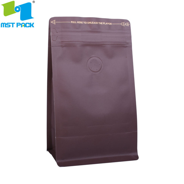 Sac à café en papier Kraft 500g avec soupape pour grain en stock