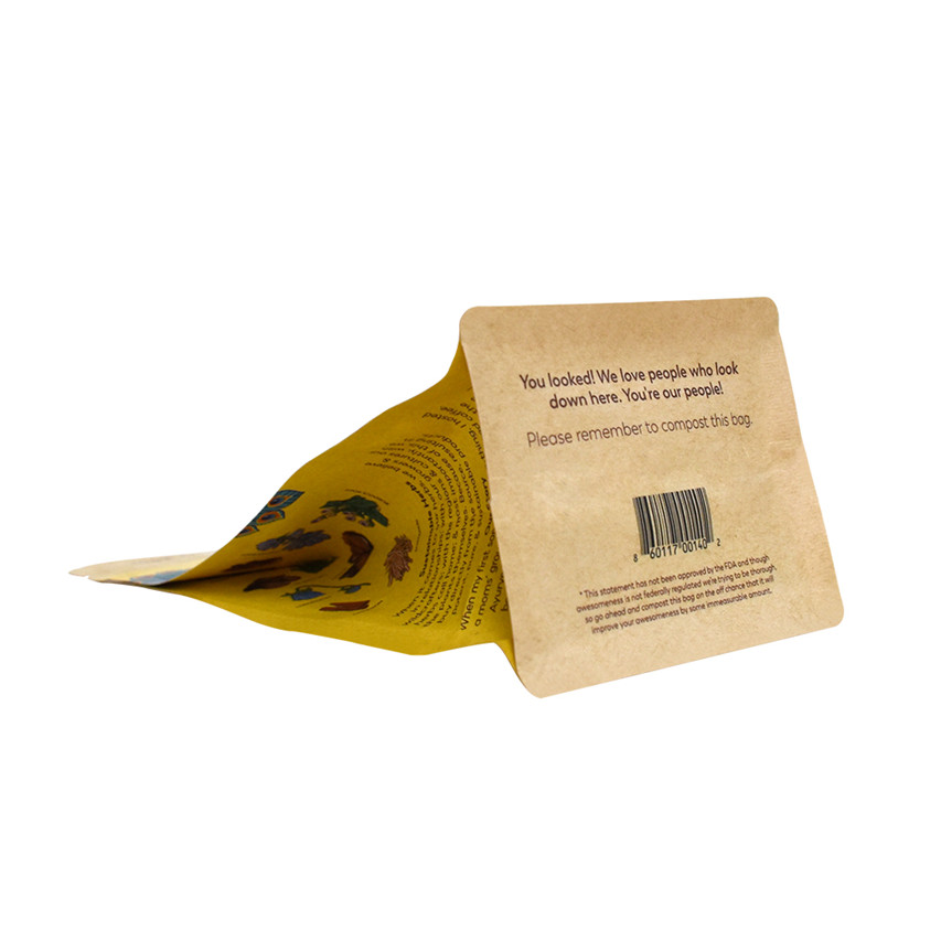Conception créative vernishing biodégradable sachet saches en papier kraft refermables sac à café personnalisé