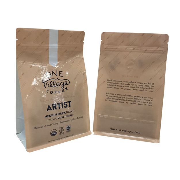 Fashion Matière laminée Kraft Paper Coffee Emballage ziplock durable