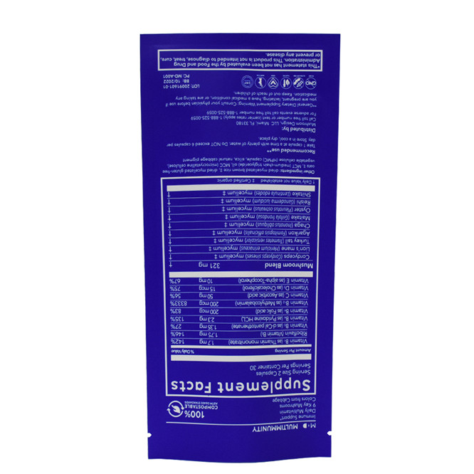 Matt Finition Personnalized Logo Three Side Seal Compostable Material Eco Bio Pack