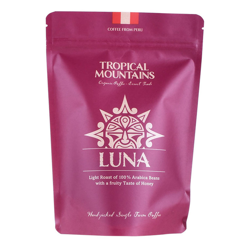 Design personnalisé Kraft Paper Zipper Stand Up Coffee Pouch Wholesale