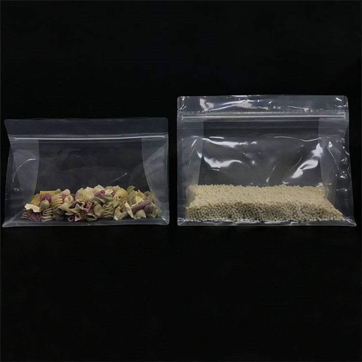 Emballage durable en plastique recyclé transparent sac à glissière USA dans un sac à fond plat