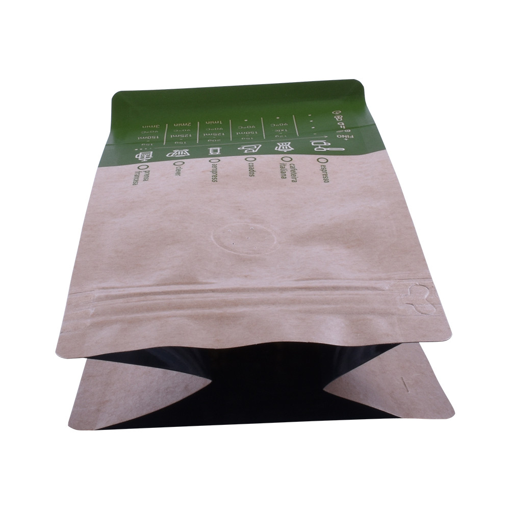 Foil en aluminium Sacs d'emballage de grains de café à fond plat avec soupape et ziplock