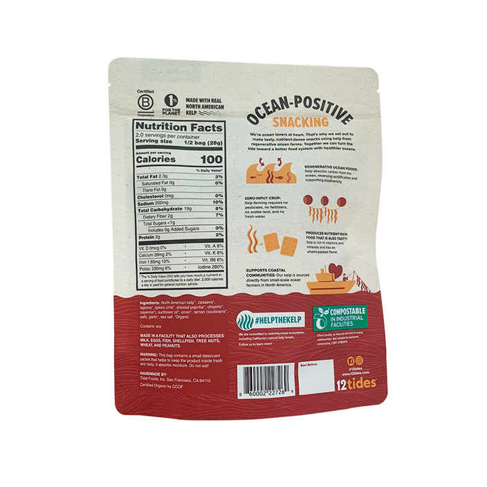 Sac de collation à biscuits composés 100% durable avec fermeture à glissière par personnalisation