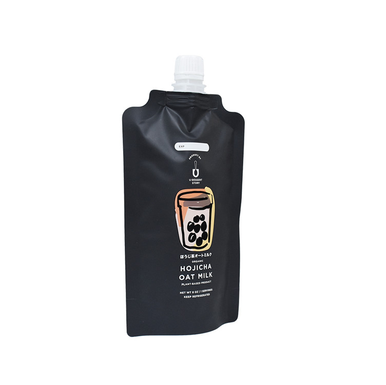 Petite quantité de sacs de bec recyclables de haute qualité Emballage de lait noir