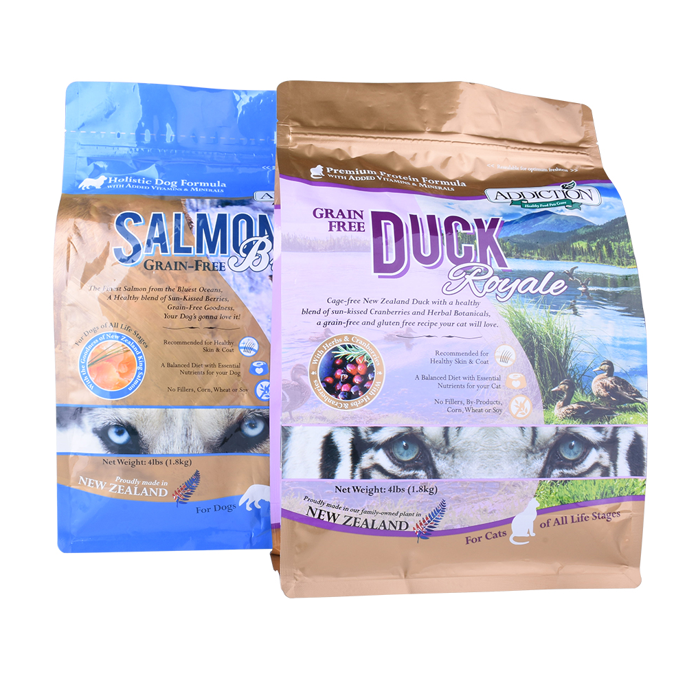 Emballage de nourriture pour animaux de compagnie de fond de bloc de papier d'aluminium Best Sellling imprimé personnalisé, sac de friandises pour chat échantillon gratuit