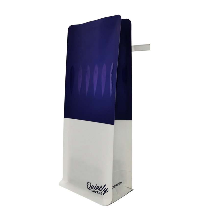 Différence de feuille de logo personnalisée entre sacs en papier biodégradables et dégradables avec sac à café à fond plat en étain