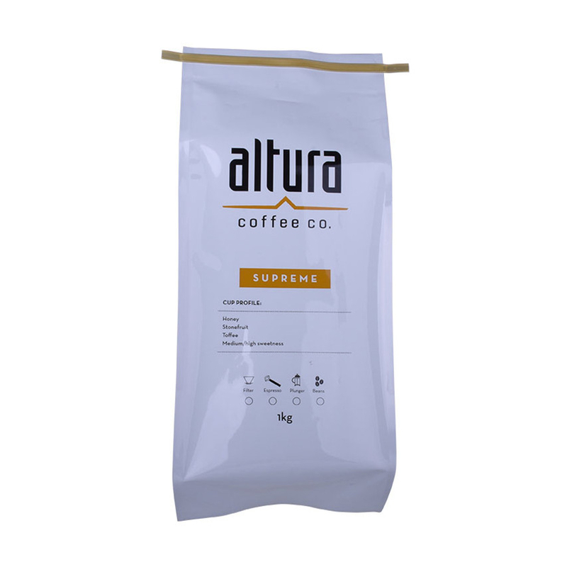Sac en plastique de matériau laminé à la vente chaude avec gusset Biodégradable Plastic Companies White Coffee Bag