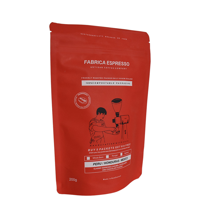 FSC Certified Soft Touch Bio Compostable Packaging Sacs verts Sacs de café en gros avec Zipper