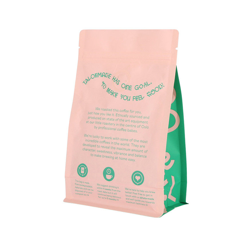 Eco Sacs de café à fond plat sur le logo personnalisé ECO COMPOSTABLE