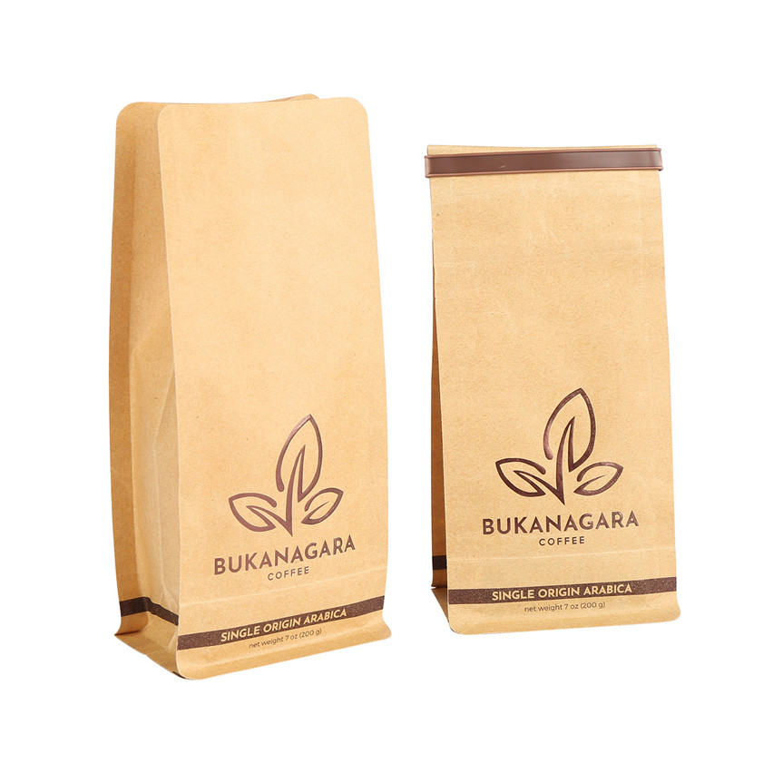 Sacs d'emballage de café à fond plat 100% de haute qualité avec cravate en étain