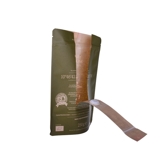 Sac recyclable brun laminé à chaleur scellée avec une fermeture éclair