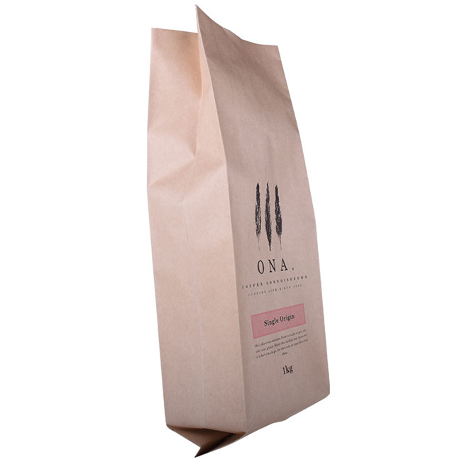 Sac à café compostable kraft laminé 1 kg au-dessus avec cravate en étain