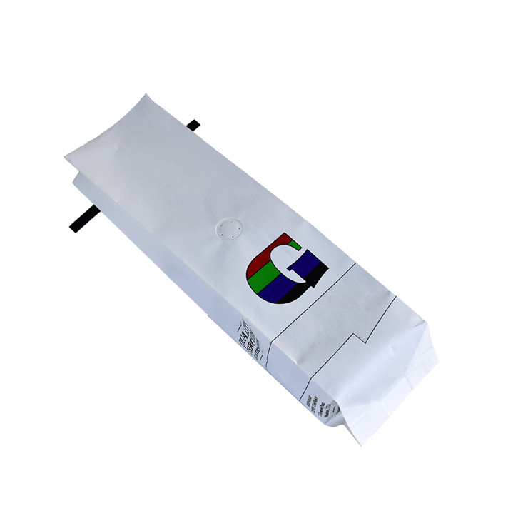 OEM Finale brillante Zip Lock Plastic Gusteted Cellophane White Coffee Bag