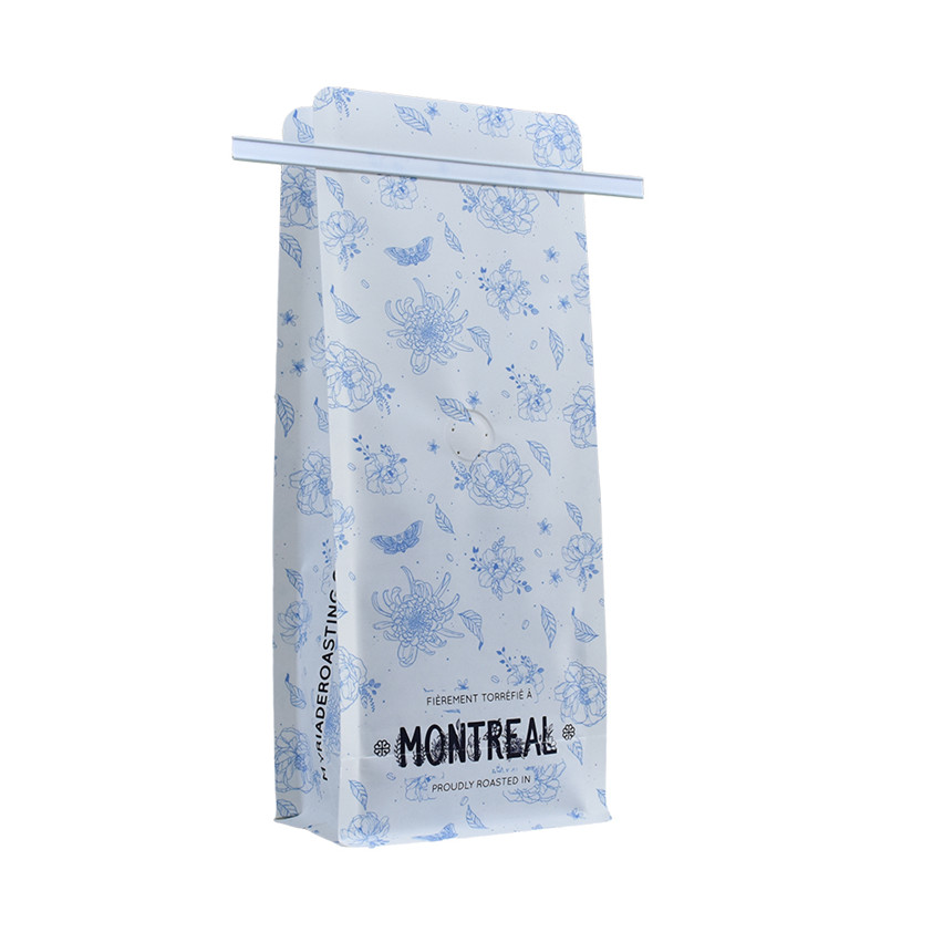 Sacs d'emballage de café à fond plat compostable personnalisés avec Tin Tie en gros