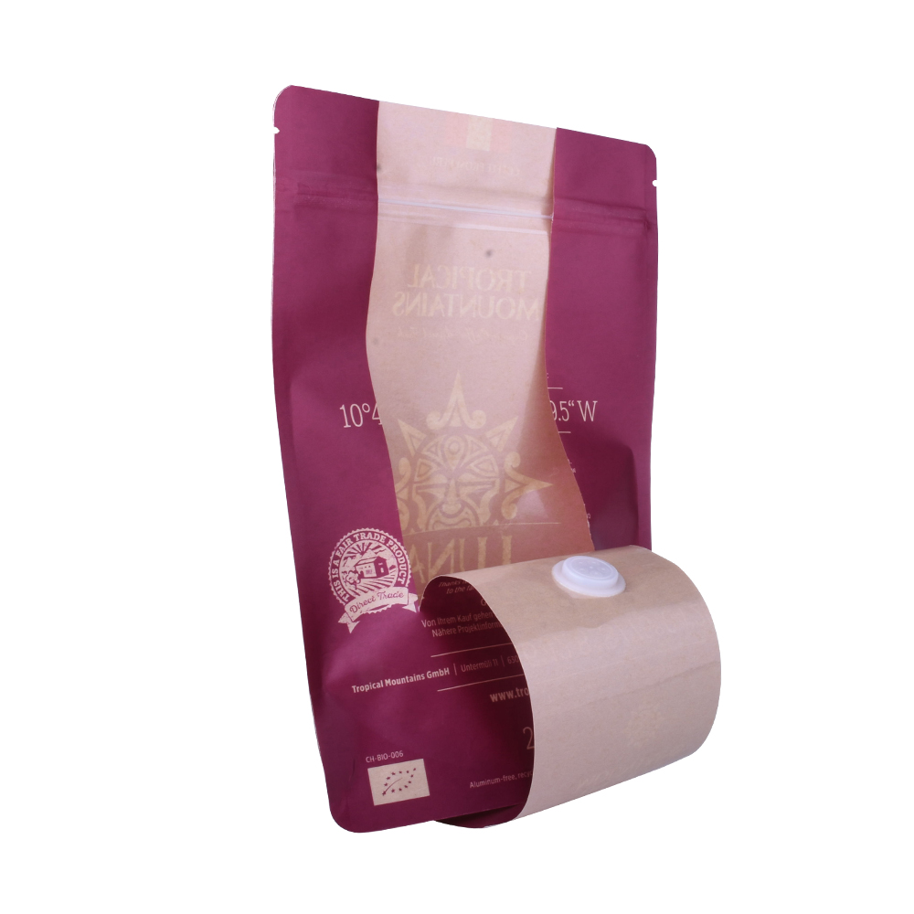 Sac en papier brun kraft sac à poche de danding biodégradable sac à café