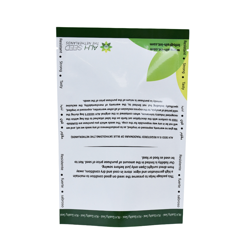 Sac de poche d'emballage de graines de légumes Mylar de conception personnalisée avec fermeture à glissière