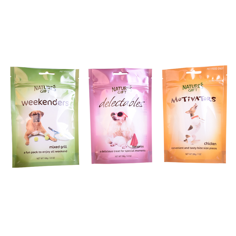 Le sac de festins d'emballage d'aliments pour chiens multicolores de l'impression numérique 250g 7oz peut être suspendu
