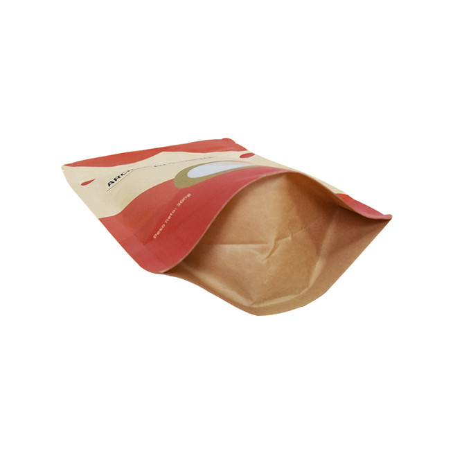 Matière laminée en papier kraft stand up pochet à fermeture éclair avec fenêtre claire en gros