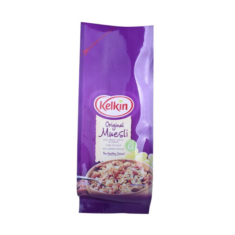 Sac à soufflet latéral en plastique recyclable pour muesli à l'avoine