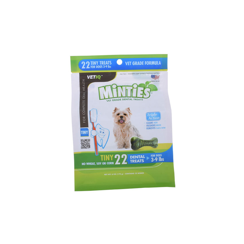 Sac de poche d'emballage alimentaire pour chien à fond de bloc recyclable à 100 % avec fermeture à glissière