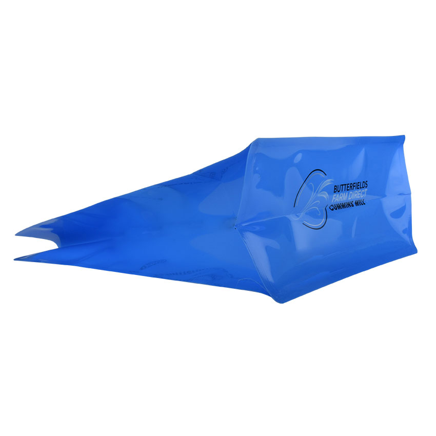Pochette de fond de bloc de sac d'alimentation de poulet flexible bleu brillant de thermoscellage personnalisé