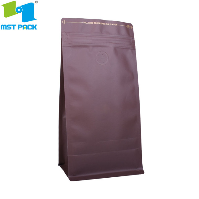 Sac à café en papier Kraft 500g avec soupape pour grain en stock