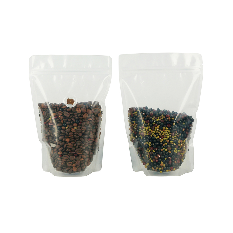 Recyclage PCR PC MATÉRIAU MATÉRICAL RECYCLABLE SAG CAFÉ UP avec une vanne unique et une fermeture à glissière