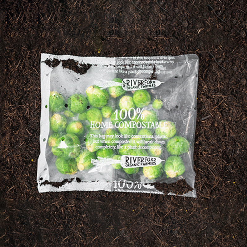 Impression de logo personnalisée Home compostable supermarché Sacs d'emballage d'épinards en gros