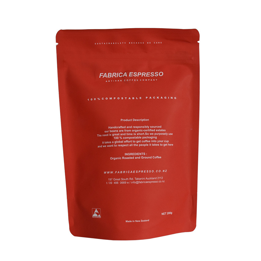 FSC Certified Soft Touch Bio Compostable Packaging Sacs verts Sacs de café en gros avec Zipper