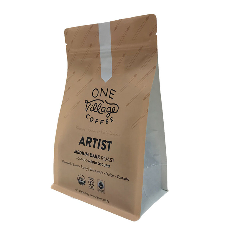 Sceau d'emballage à compost Waitrose de haute qualité de haute qualité Pagine de fond plat avec fermeture à glissière Malaisie de 12 oz sacs