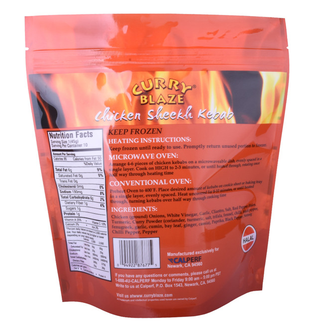 Factory Standard Top Zip 2 mil GUSSETED Poly Sacs Biodégradable Chili Powder Powning