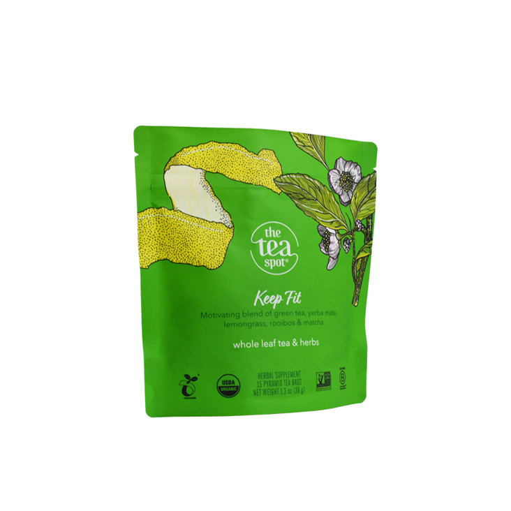 Tamponnage à chaud ziplock top 100% compostable stand up Paper pochet sac à thé emballage