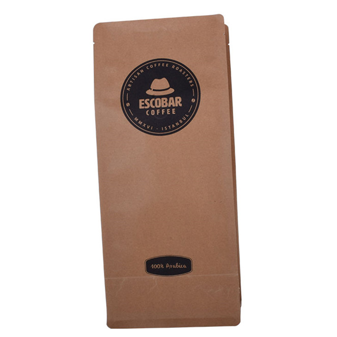 Sac à café d'impression en papier kraft personnalisé en sac à fond carré