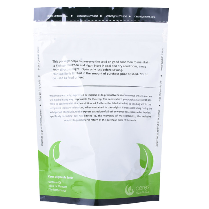Eco amical avec Tin Tie Zip Lock Bag Manufacturing Compostable Poly Bag Seed Packaging Pouching