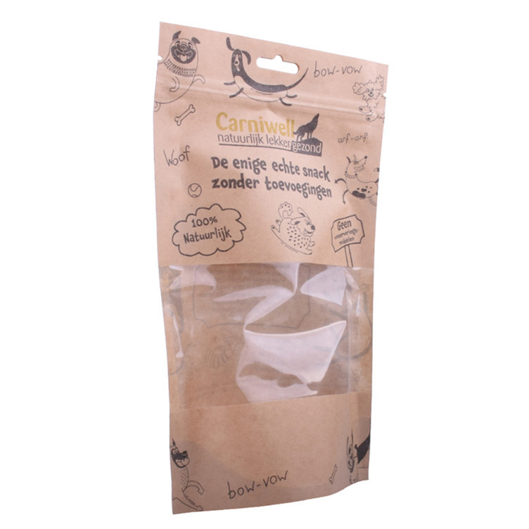 Sac d'alimentation en papier kraft de joint ziplock de ziplock refermable avec fenêtre transparente