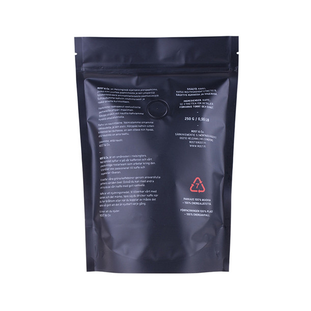 Production personnalisée Matière de matériau laminé noir imprimé Sacs en papier d'aluminium