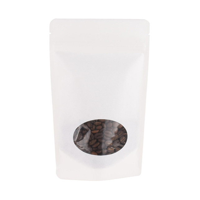 Compostable White Kraft Coffee Ziplock Bag Dypack Biobed