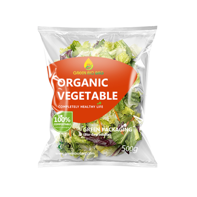 Sacs d'emballage de salade biodégradables clairs et écologiques compostables