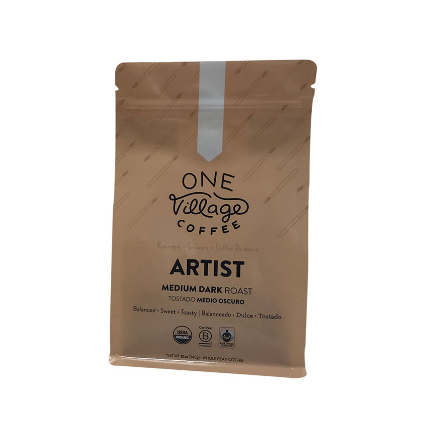 Sceau d'emballage à compost Waitrose de haute qualité de haute qualité Pagine de fond plat avec fermeture à glissière Malaisie de 12 oz sacs