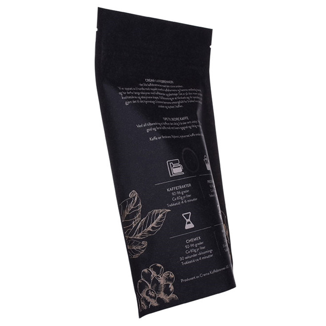 Éco-zip verrouillage zip kraft en papier de café avec impression mate
