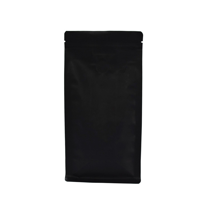 Meilleur prix biodégradable personnalisé à fond plat MATTE MATE BLACK Sacs de café