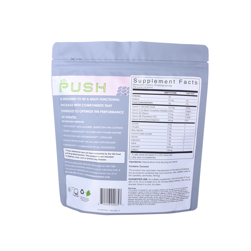 Biodégradable personnalisé Stand Up Nutrition Powder Pouch Wholesale