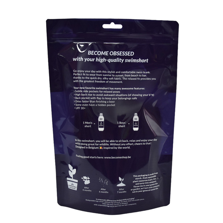 Fashion Green PE Reclosable Eco Friendly Zipper Packaging for Clothing UK