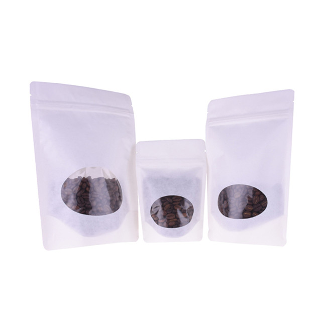 Compostable White Kraft Coffee Ziplock Bag Dypack Biobed