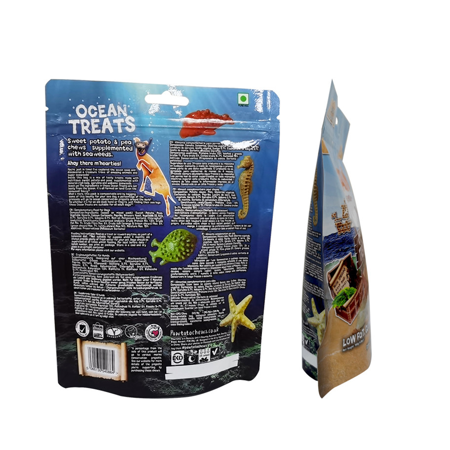 Bio compostable à fond plat côté gesset emballage emballage Sac de nourriture pour animaux de compagnie
