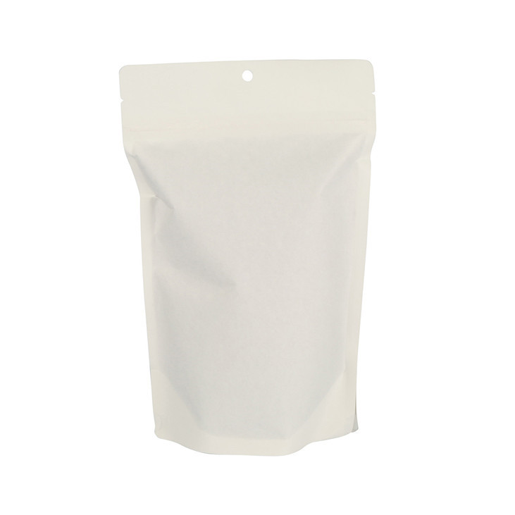Sacs d'emballage refermables en kraft blanc de 8 onces