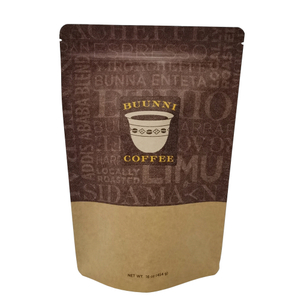 Eco Friendly Stand Up Pouch Comptable Kraft Paper Coffee Packaging Bag