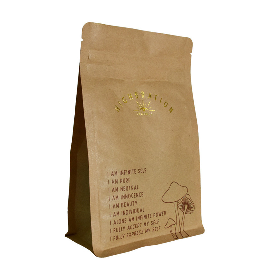 Pquette en plastique en plastique transparent en papier réutilisable avec sacs à café spécialisés à fermeture éclair