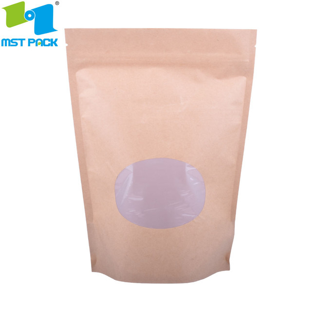 Sacs d'origine Kraft à compostable avec fenêtre semi-claire